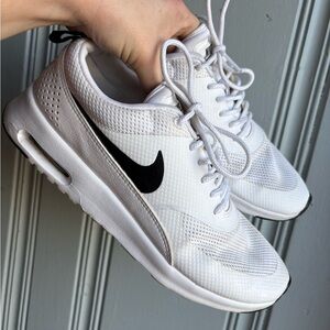 Women’s 9.5 Nike Air Max White with Black Swoosh Sneakers